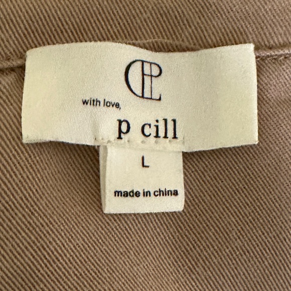 Tan Embellished ‘With Love, P Cill’ Size Large Great Layering Piece - Picture 6 of 7